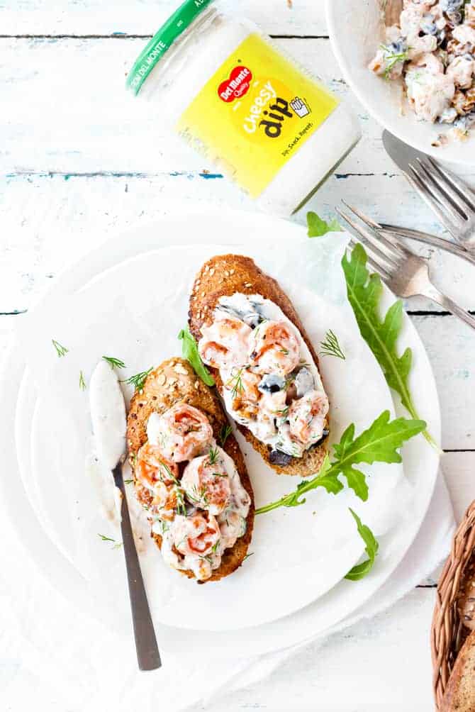 Shrimp Walnut Cheesy Dip Mayo Bruschetta Recipe - Cubes N Juliennes