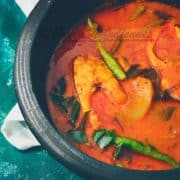 Alleppey fish curry served in a black Chetty