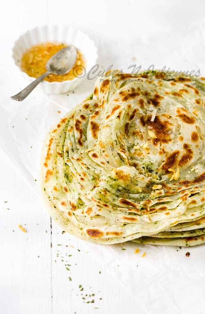 pudina lachha paratha, lachha paratha recipe, pudina paratha, mint paratha restaurant style