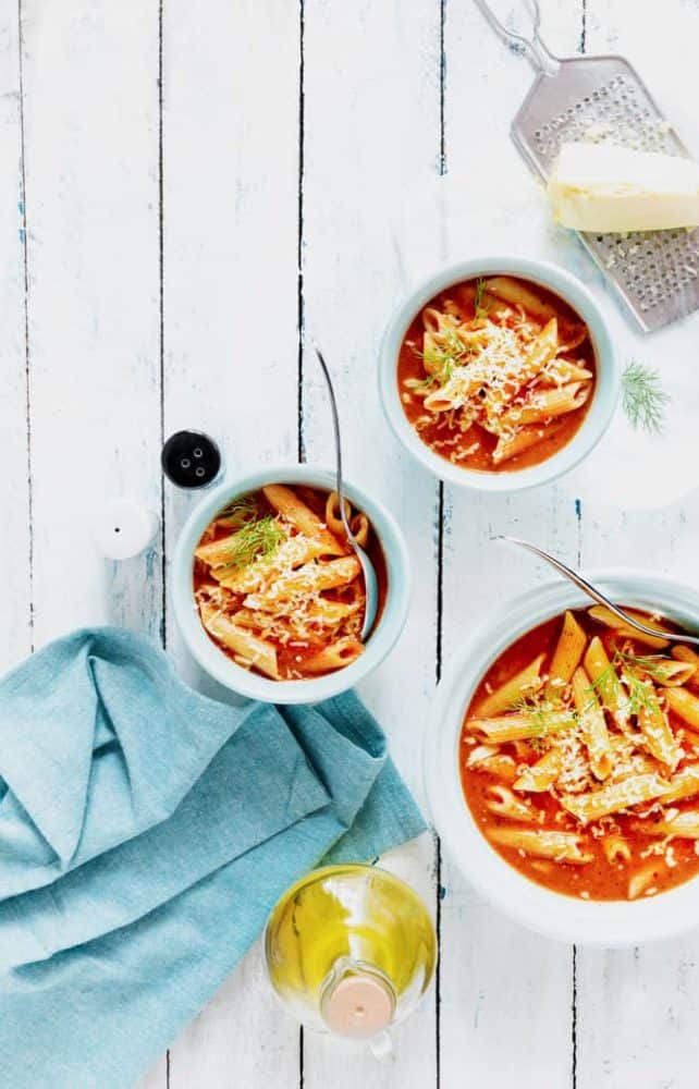 Best one Pot Tomato Pasta Soup Recipe | Cubes N Julienens