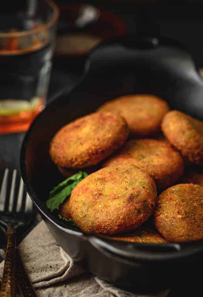 Close up shot of mix veg cutlet.