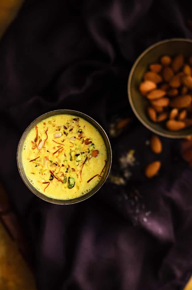 Kesar Badam Milk recipe, Badam doodh, almond milk, saffron milk