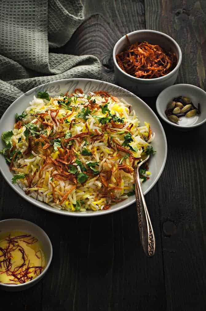 easy zafrani pulao recipe, saffron rice pilaf recipe