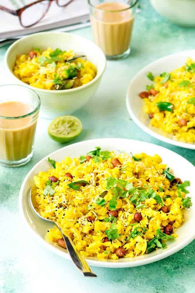 Kanda Poha Recipe, How to make poha recipe, Red rice poha recipe, onion poha