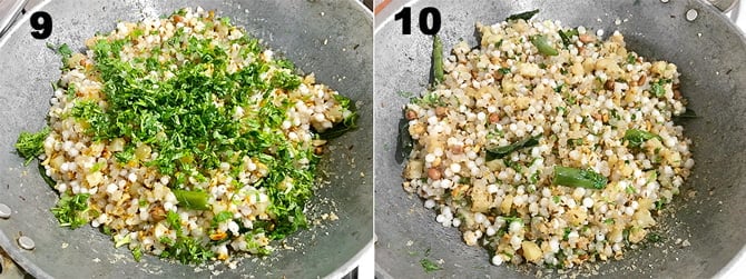 Step by Step collage of the process to make sabudana khichdi recipe.