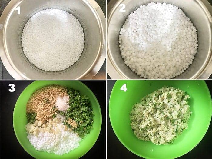 Collage Steps for the making of sabudana vada recipe