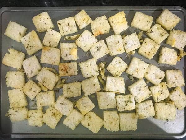 Bread placed on tray in single layer