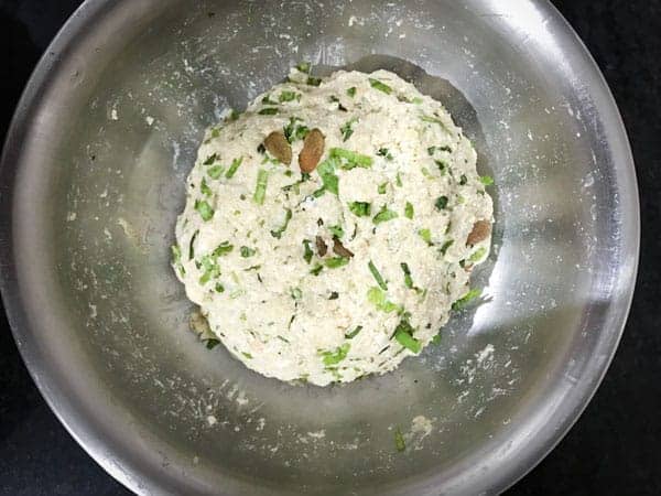 Paneer Kabab dough in a bowl