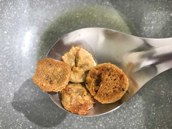 Dal vadi fried in oil to golden