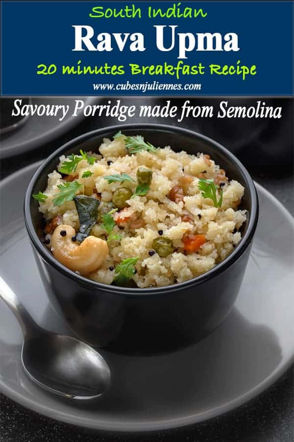Upma Recipe or Suji ka Upma - is a popular south Indian breakfast recipe made with rava (semolina). An easy rava upma recipe that will be ready in flat 15 minutes. It is indeed an ideal tiffin recipe for kid’s lunch box as it is a healthy choice and so delicious too. Here is how to make best upma recipe step by step at home