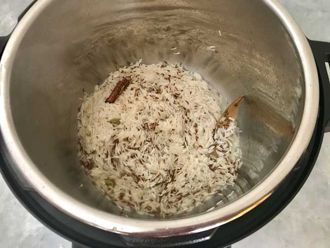 Rice added in the Instant Pot