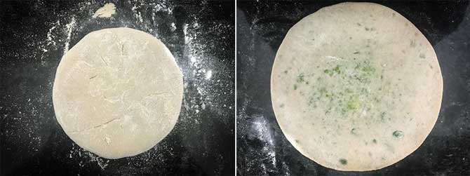 Peas stuffed dough ball rolled into paratha