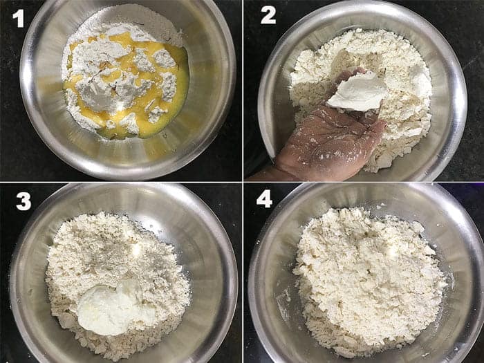 Step by Step collage for kneading the dough to make balushahi recipe