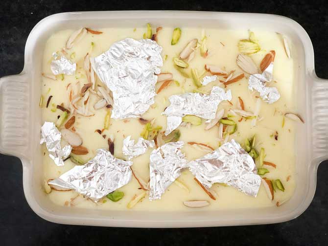 Delhi Style Shahi Tukda garnished with silver wark or silver foil