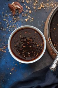 Close up Shot of sweet and spicy tamarind chutney in white bowl