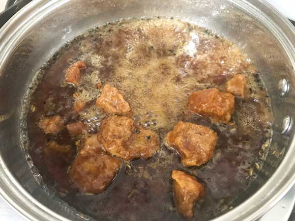 Jaggery added in pan.