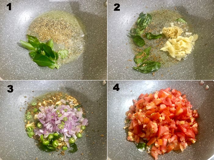 Step by step collage for the making of tomato chutney recipe