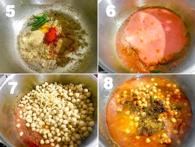 Step by step process to make Chana Masala recipe in on stove top.