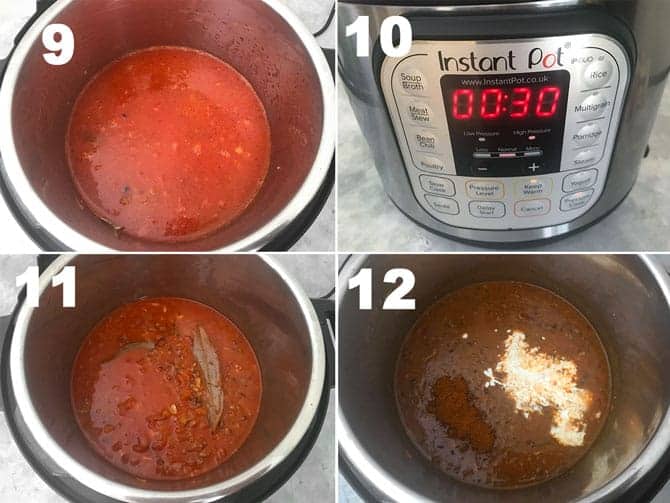 Step by Step collage process to cook dal makhani in instant pot pressure cooker.