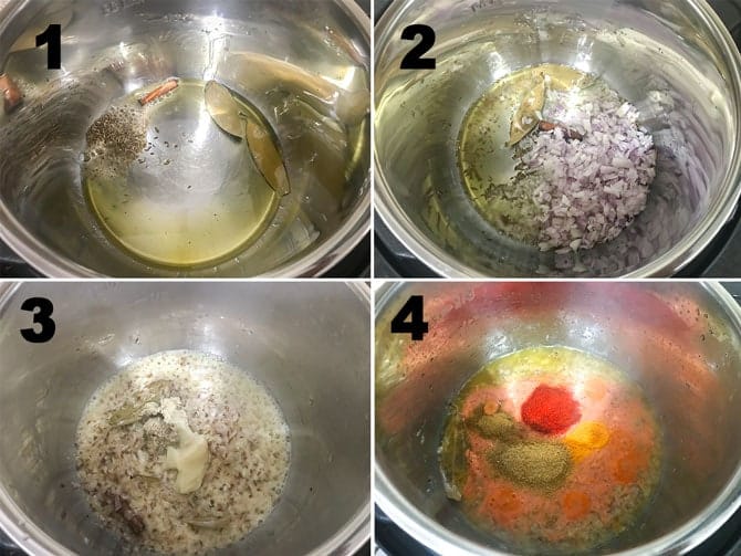 Step by Step collage process of making matar paneer in Instant Pot.