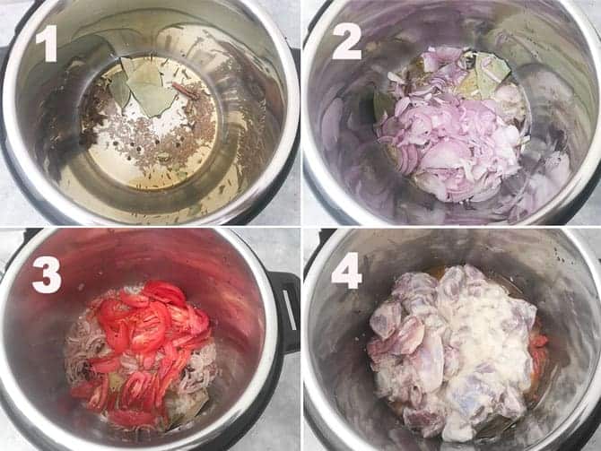 Step by step process to make lamb biryani recipe in instant pot pressure cooker.