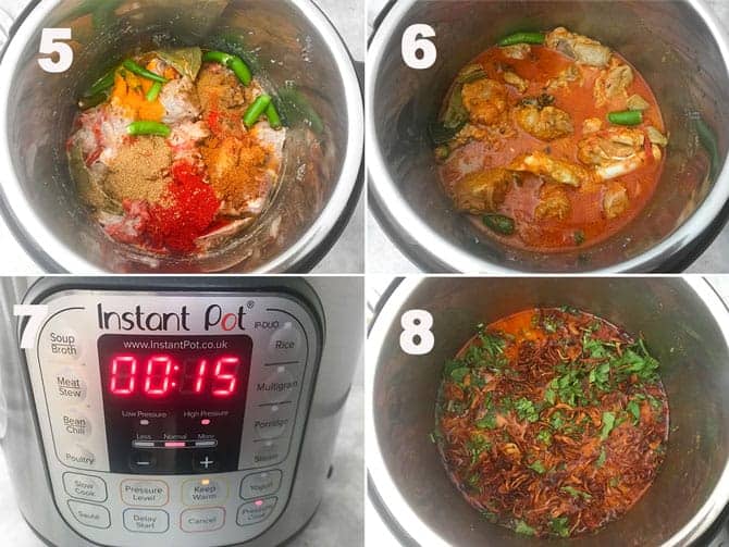 Step by step process to make mutton biryani recipe in instant pot pressure cooker.
