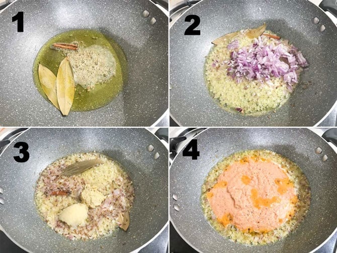 Step by Step collage process of making matar paneer recipe on stove top.