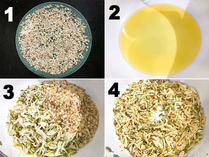 Step by step collage of process to make sheer khurma recipe.