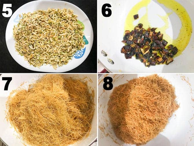 Step by step collage of process to make sheer korma recipe.