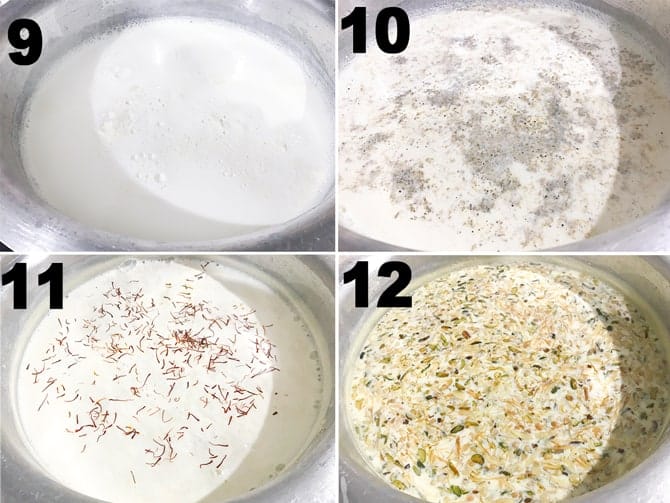 Step by step collage of process to make sheer khurma recipe.