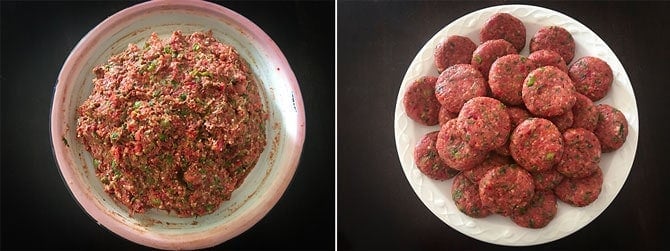 Step by Step collage of process to shape veg cutlets.