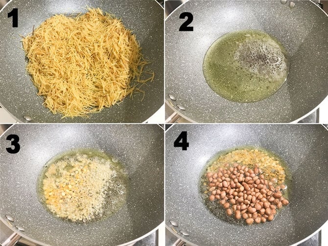 Step by Step collage process for the making of semiya upma recipe.