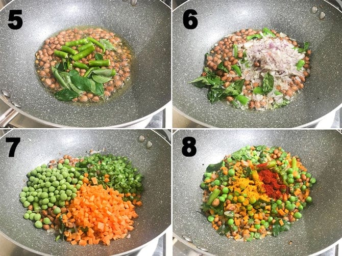 Step by Step collage process for the making of semiya upma recipe.