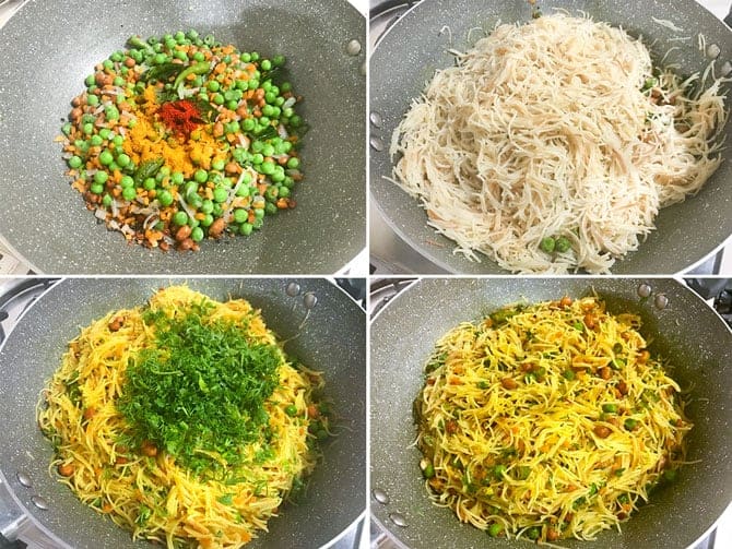 Step by Step collage process to make semiya upma recipe.