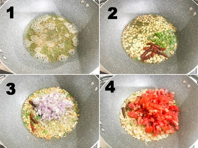 Step by step picture collage to make palak paneer recipe.