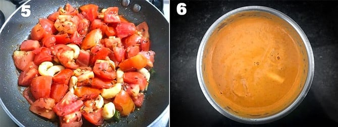 Step by Step picture collage of making of paneer butter masala.