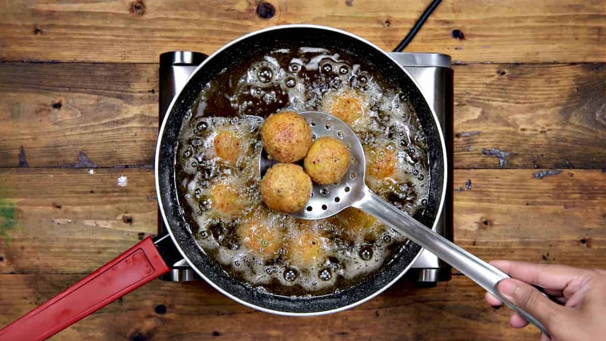 Fried corn cheese balls ready to serve.