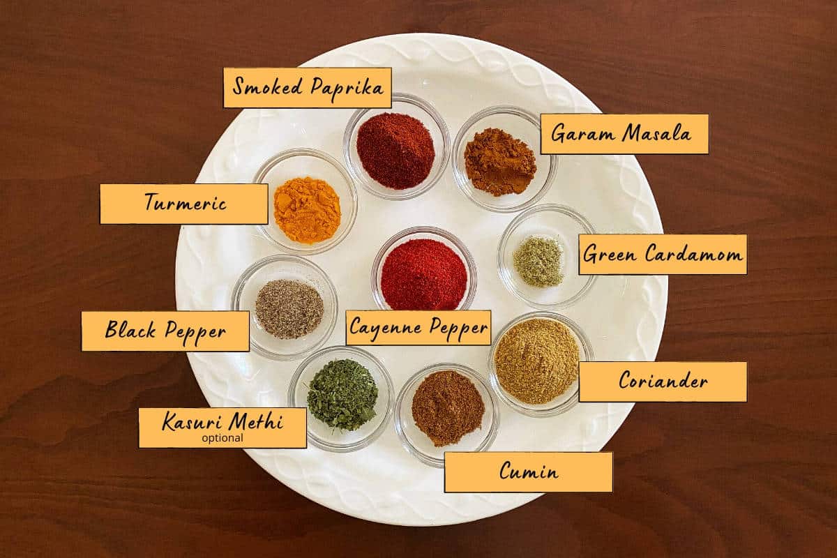 Image of spice powder ingredients for Instant Pot Butter Chicken.