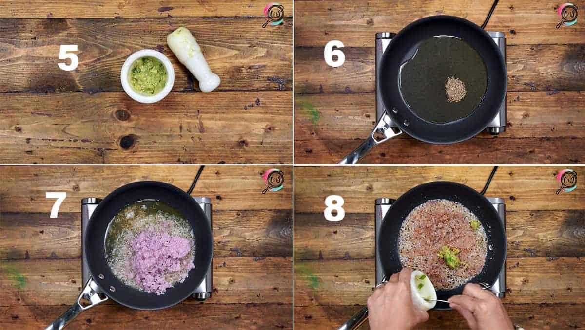 Step by step picture collage showing how to make rajma recipe on stove top.
