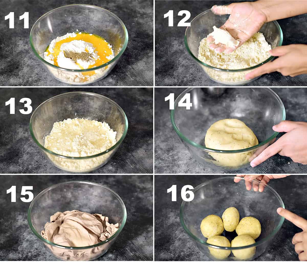 six step collage showing to make a perfect samosa dough