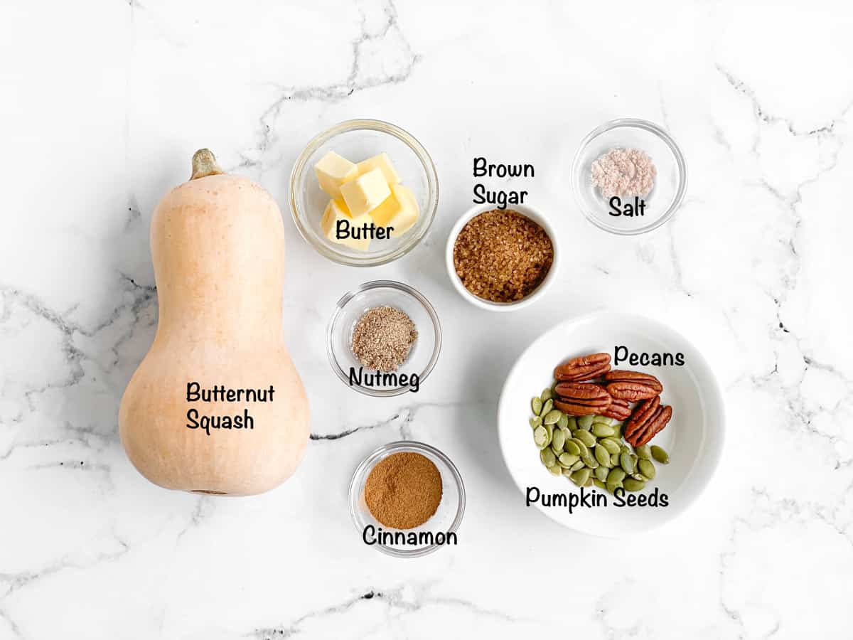 Sweet roasted butternut squash ingredients.