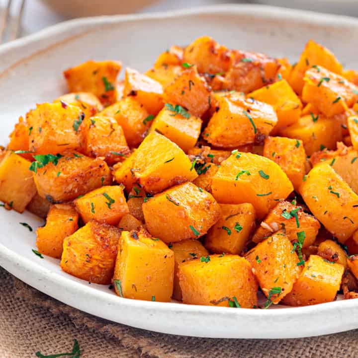 Roasted Butternut Squash (Sweet and Savory ) - Cubes N Juliennes