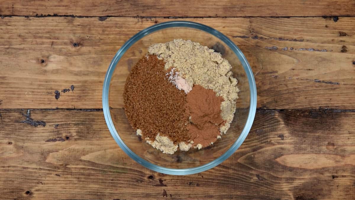 gluten free crust ingredients in a mixing bowl prior to mixing