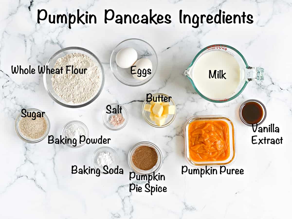 mise en place for pumpkin pancake recipe