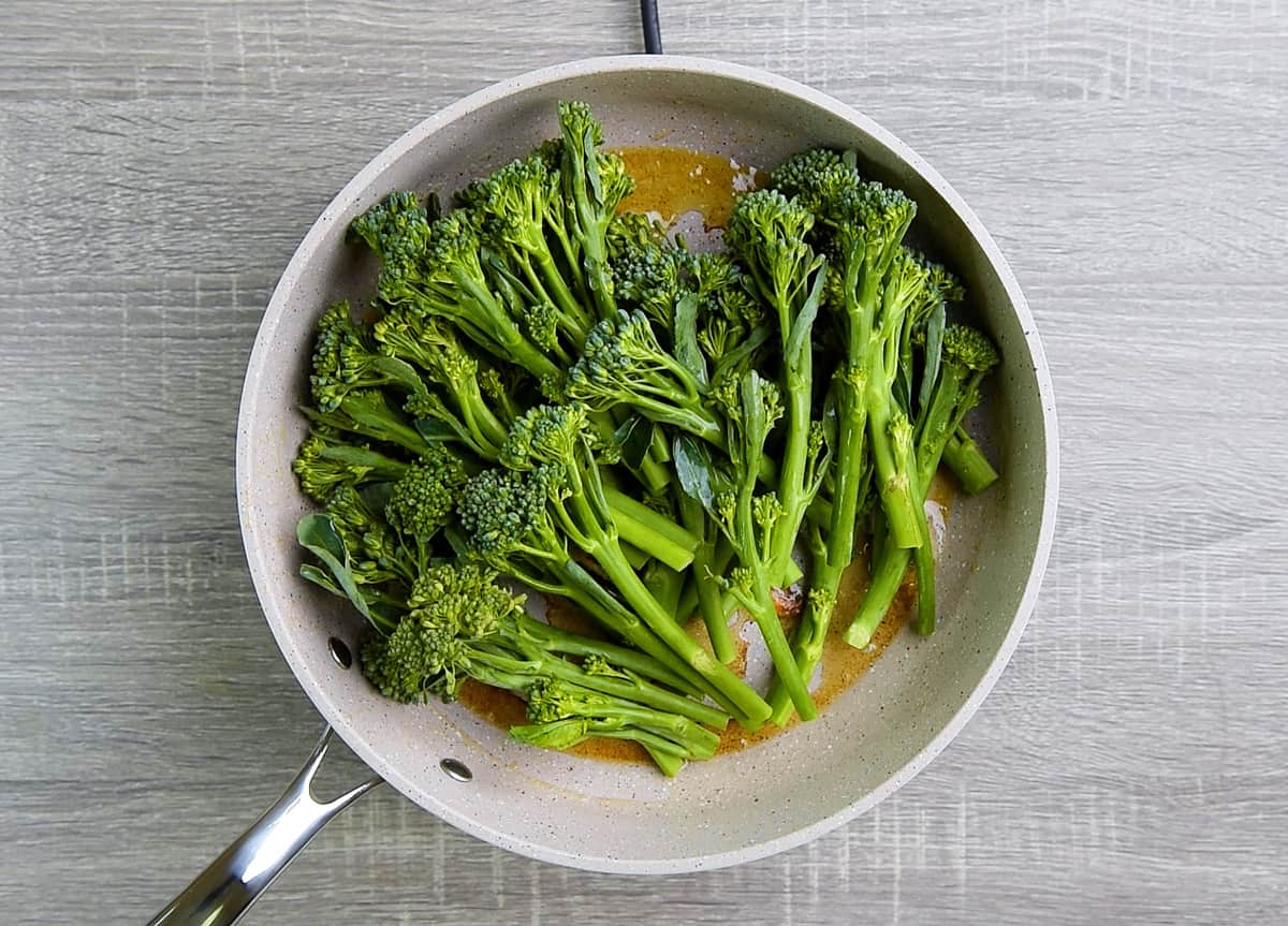 sautéing broccolini in garlic butter left in pan