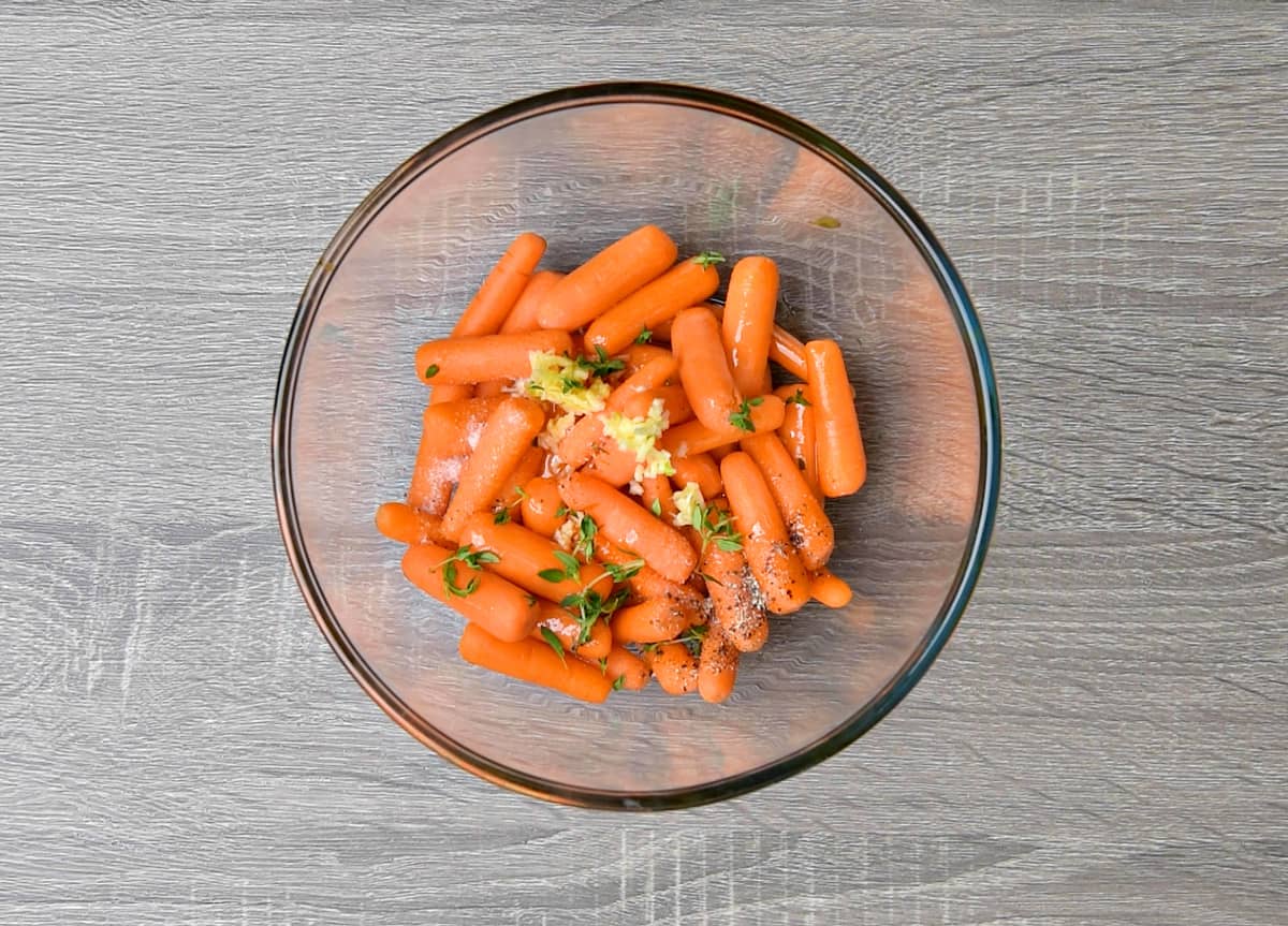 carrots and remaining ingredients added to a bowl