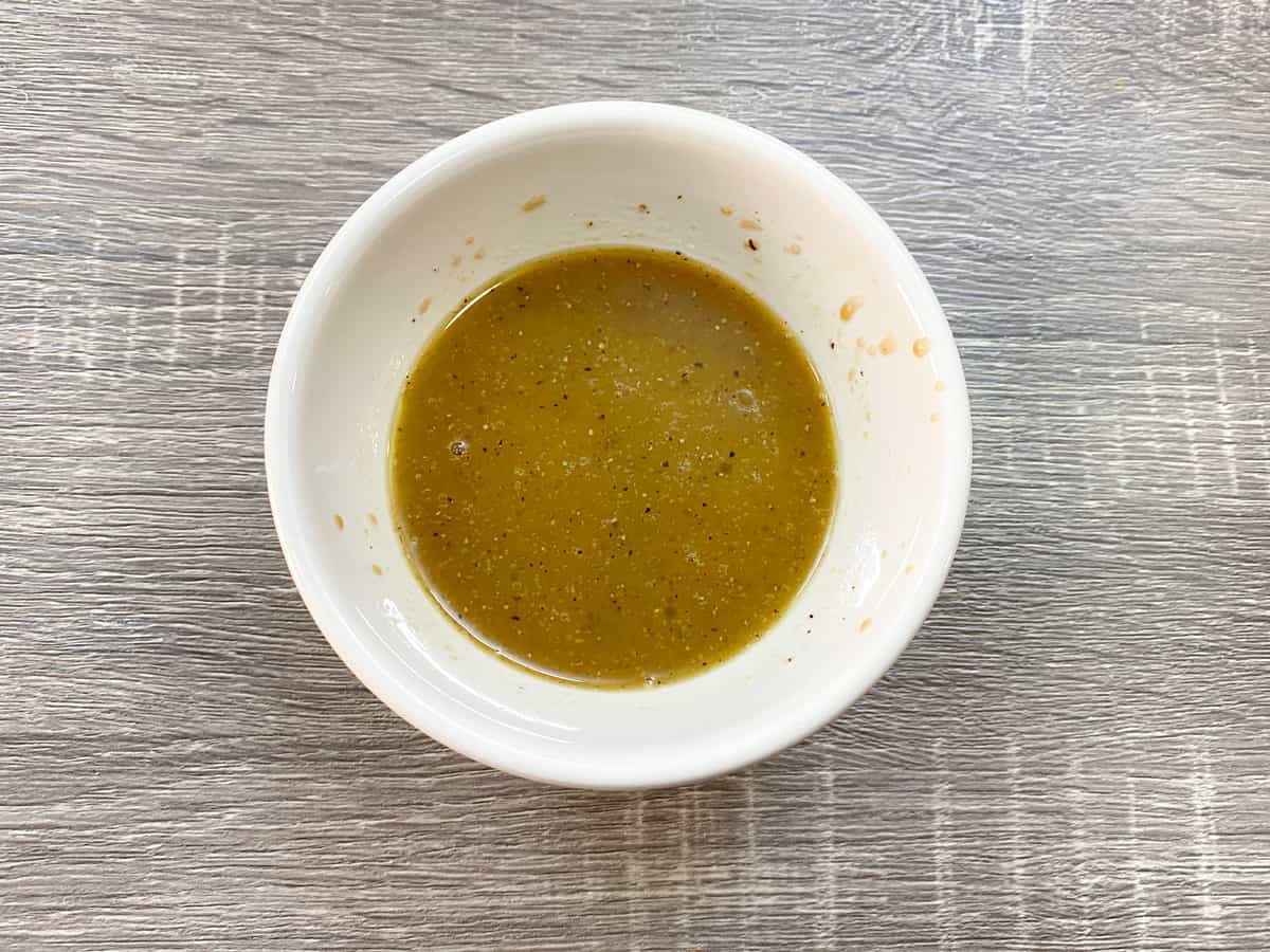 balsamic vinaigrette in white bowl 