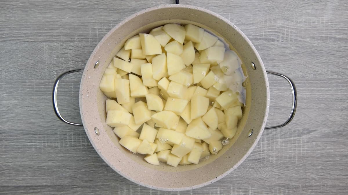 one pot of diced potatoes with water