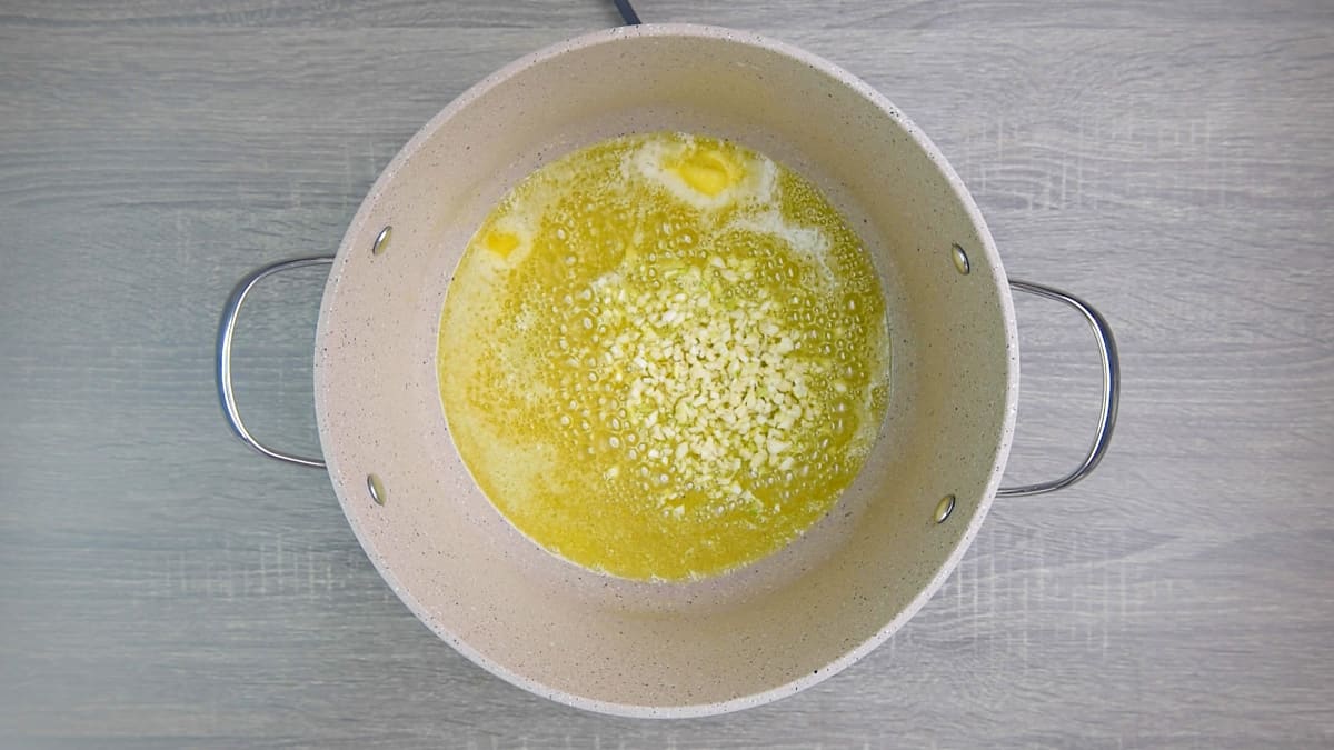 melting butter and oil in pot