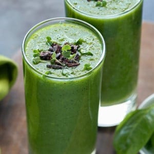 two glasses of green detox smoothie